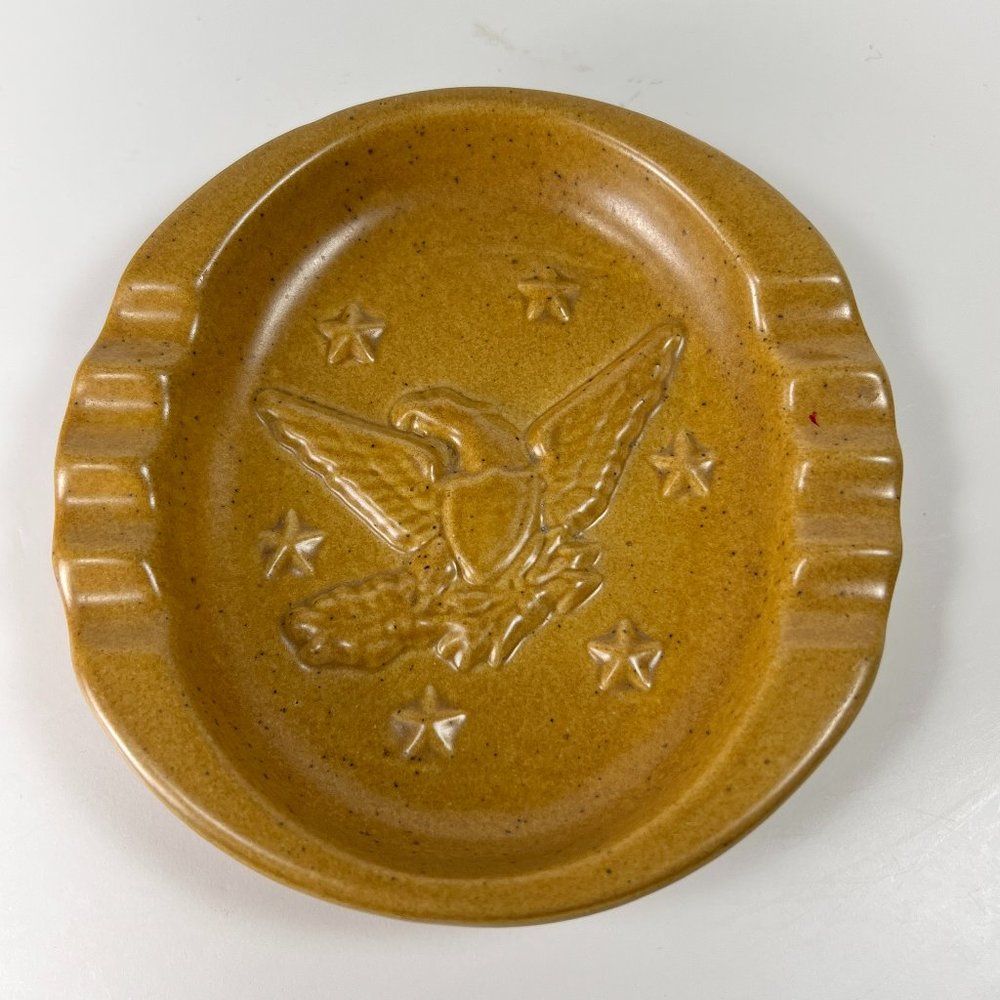 Vtg Chatham Stoneware Pottery 8 Slot Ashtray Cigar Early American Eagle